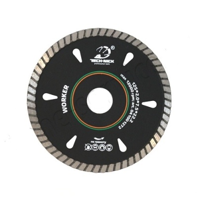Диск алмазный отрезной турбо Worker 125*22,2*2,0 мм гранит сухой рез TECH-NICK